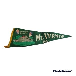 Vintage Mt. Vernon VA. Large Pennant Washington's Mansion Green Presidental